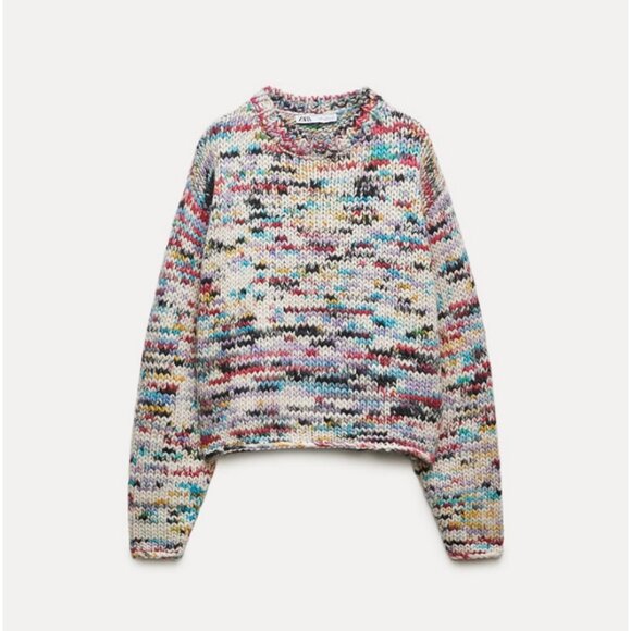 ZARA Contrasting Wool Sweater - Picture 1 of 8